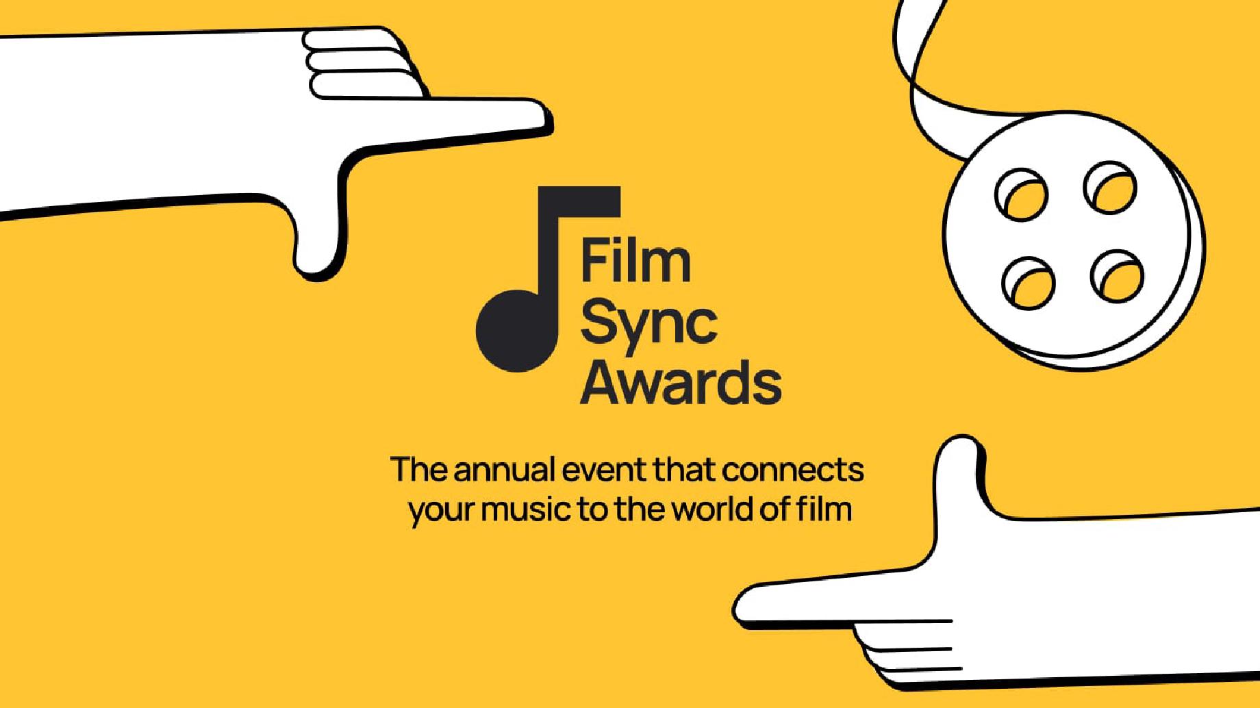 The Film Sync Awards logo on a yellow background