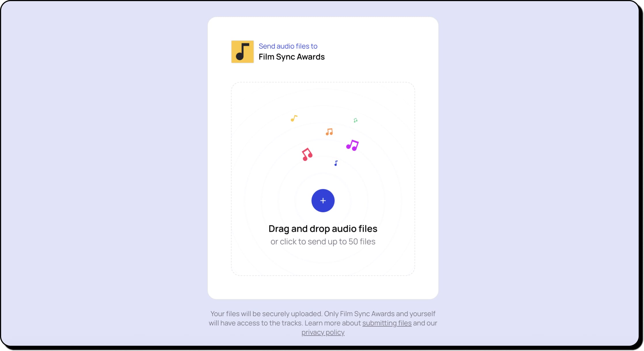 Screenshot of the Film Sync Awards inbox made with Bridge.audio