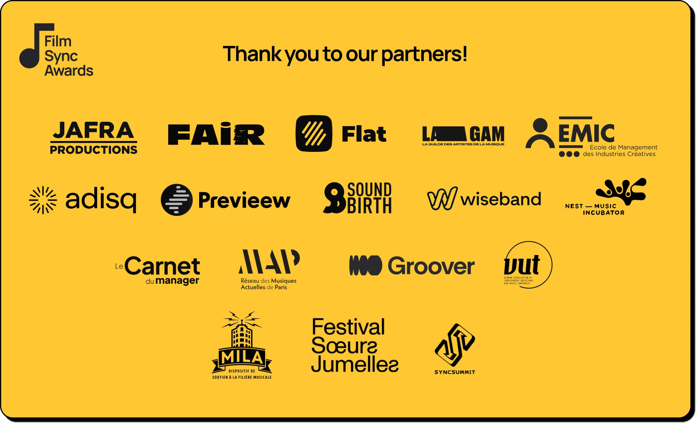 Image of the Film Sync Awards partners