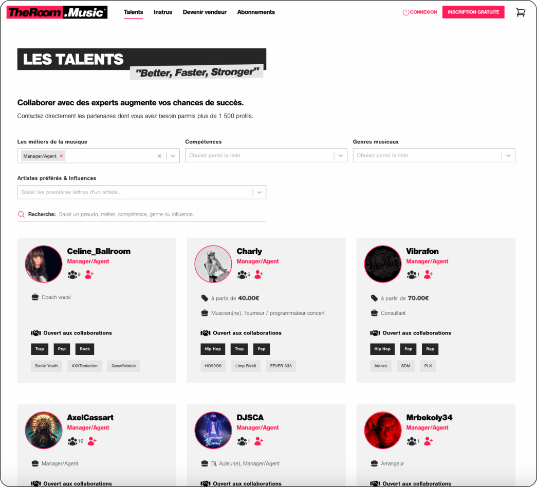 Screenshot that shows The Room’s online marketplace