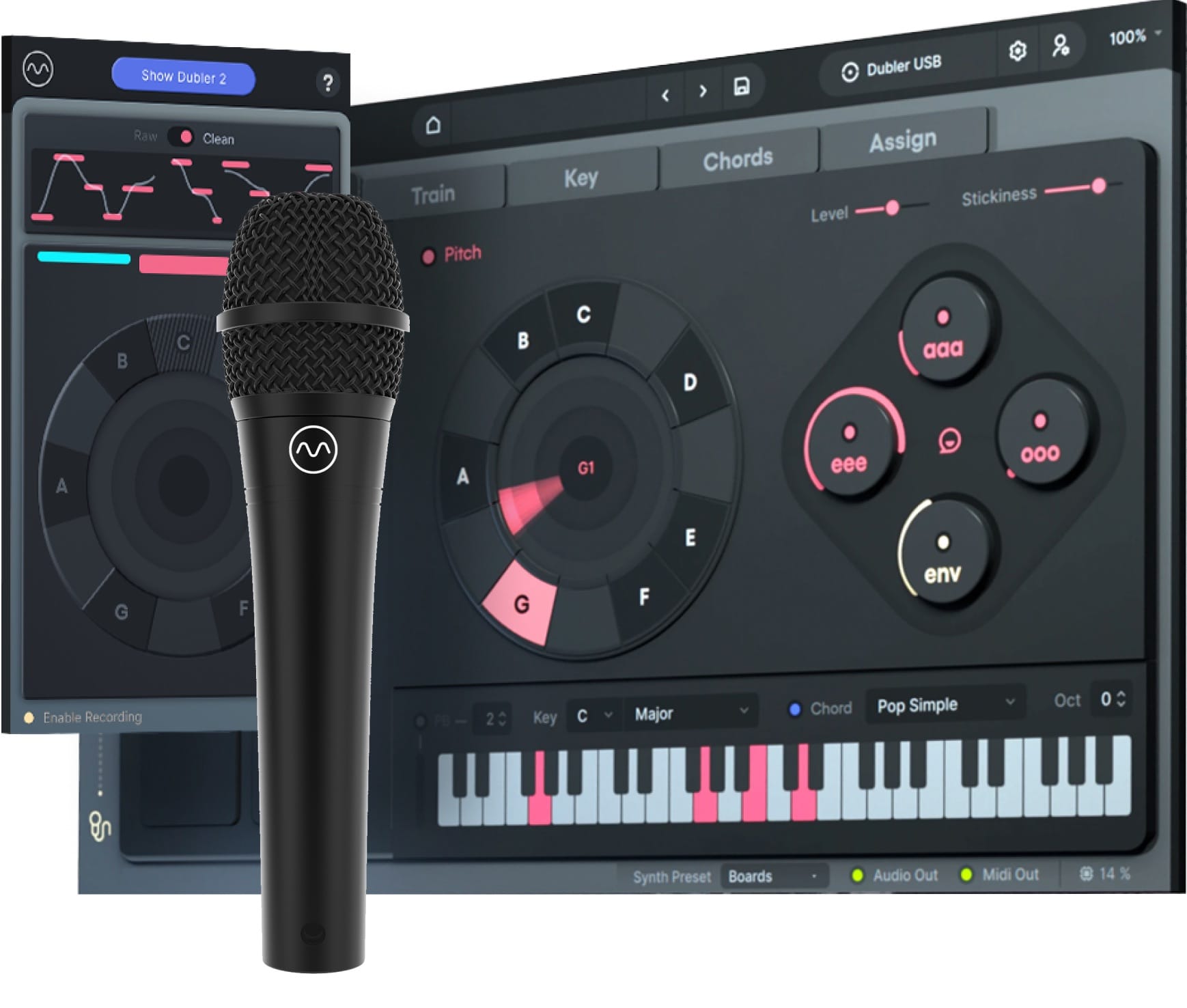 Image of everything included in the complete Dubler 2 studio pack by Vochlea