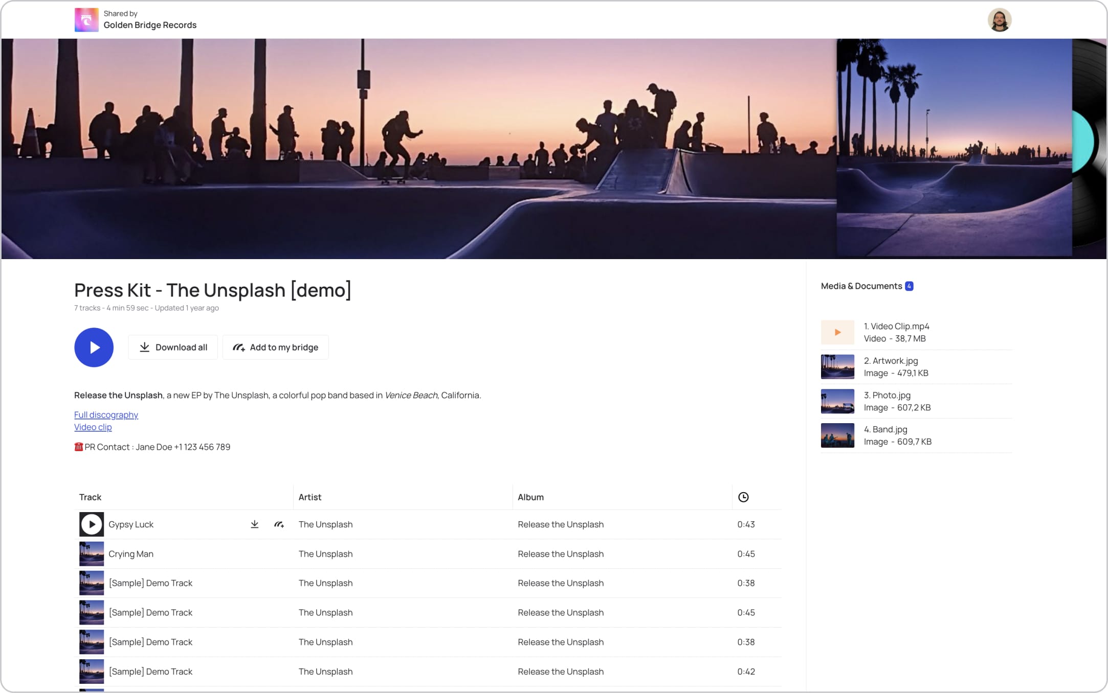 Demo of an EPK using Bridge.audio