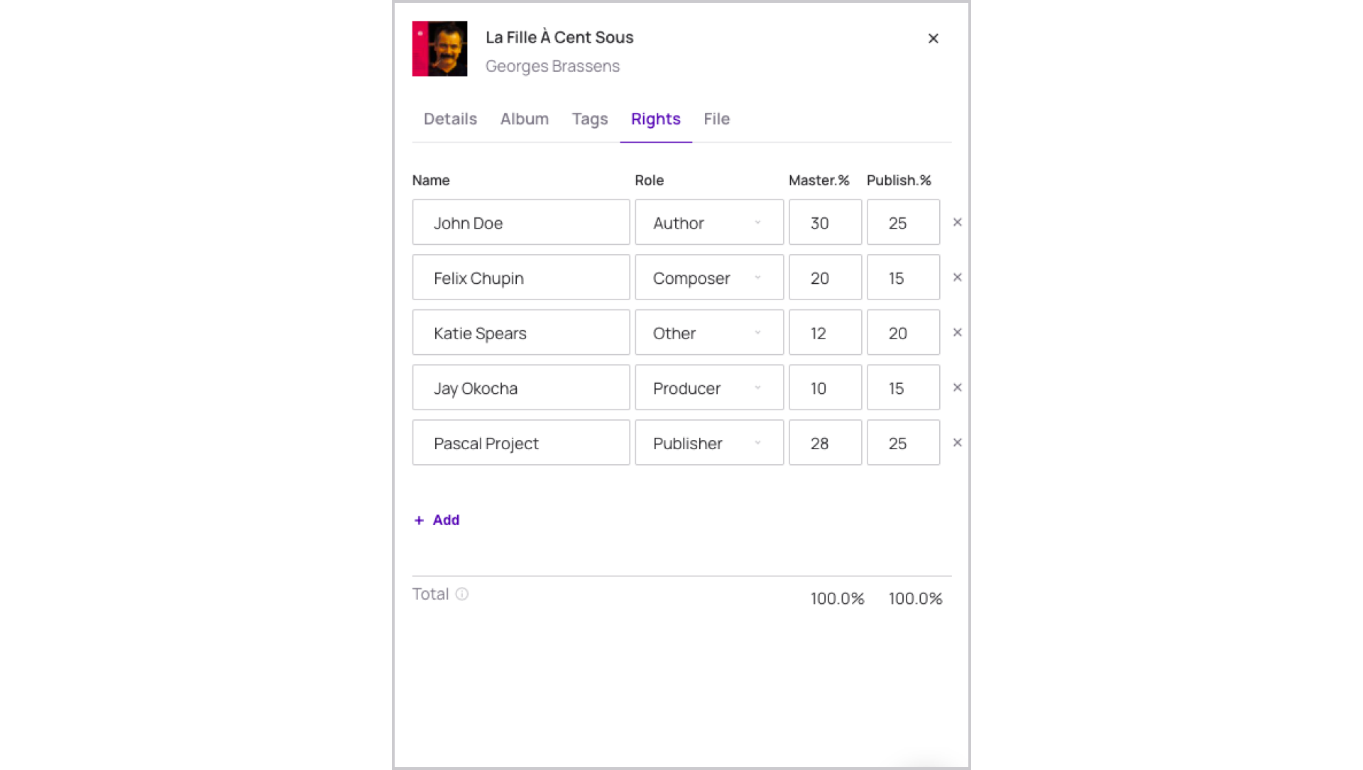 The Edit Information sidebar on Bridge.audio