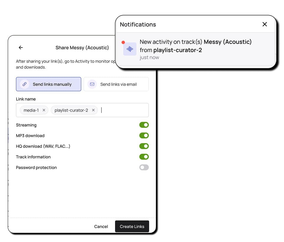 Screenshot of Bridge personalized share link feature