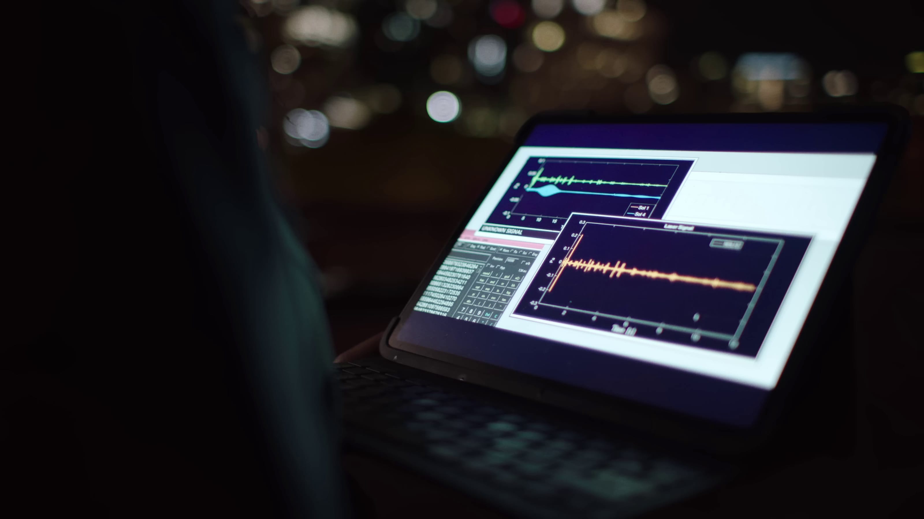Audio waves being analyzed on a computer screen