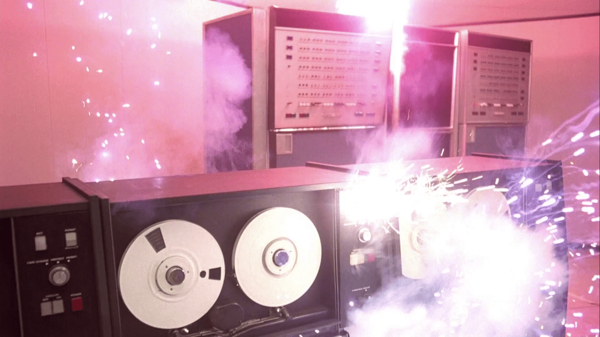 Picture of an old recording studio going in flames